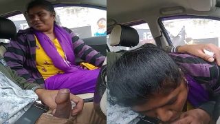 South indian desi aunty xxx, gives blowjob in car